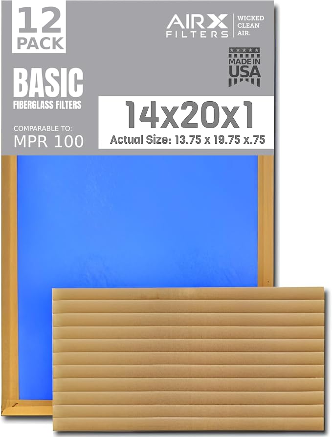 14x20x1 Air Filter Comparable to MPR 100 Basic Economy Furnace Filters