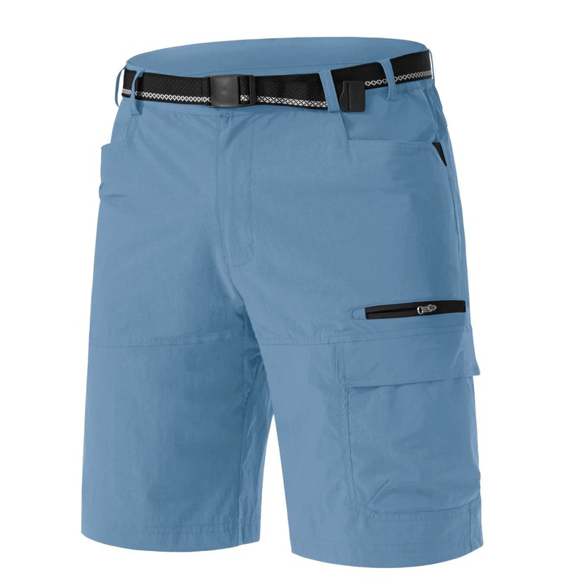 TACVASEN Men's Casual Shorts Lightweight Quick Dry Cargo Hiking Tactical Shorts Golf Dress Outdoor Summer with Pockets Light Blue 36