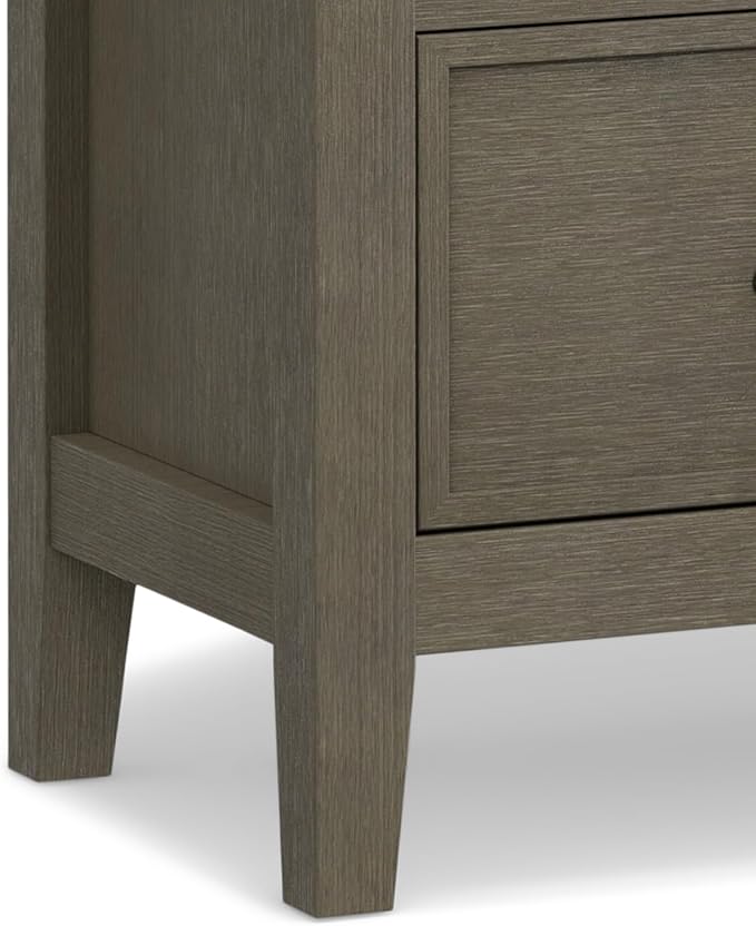 SIMPLIHOME Redmond Storage Cabinet - 39 inch Wide Solid Wood Medium Storage Cabinet in Farmhouse Grey, Transitional Accent Cabinet for Entryway or Living Room with 4 Drawers and Cabinet Storage