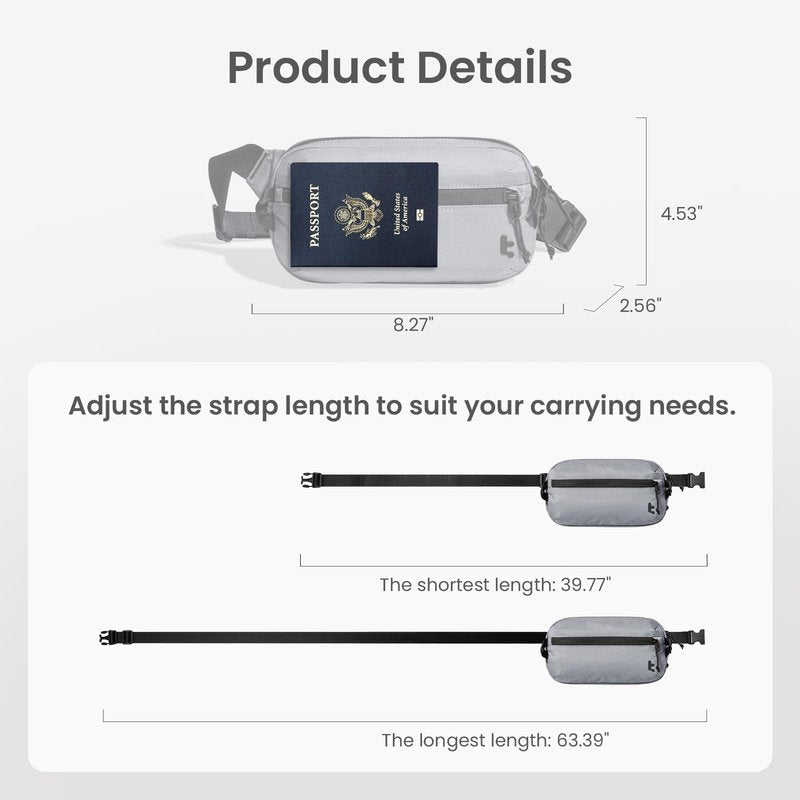 tomtoc 1.5L Sling Bag with RFID Blocking, Crossbody Bag Minimalist Chest Shoulder Pack for Men and Women, Water-resistant Lightweight Casual Waist Fanny Pack for Travel, Daily Use