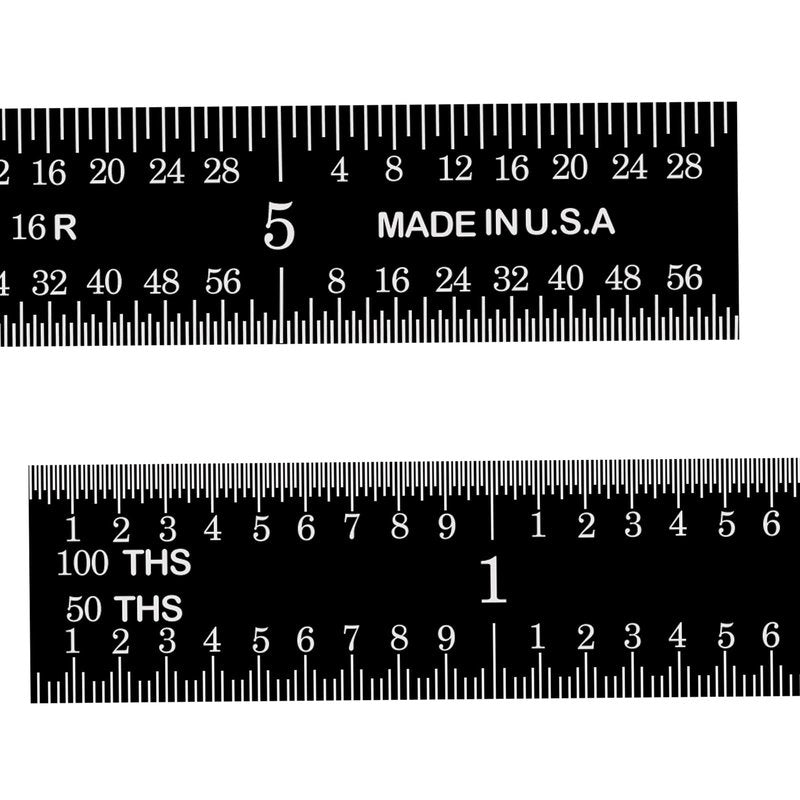 PEC Tools Stainless Steel Ruler Set (6"+12"), High-Contrast Machinist Ruler with Markings 1/32", 1/64", 1/50" and 1/100", Made in USA