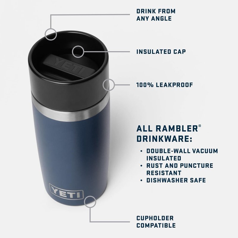 YETI Rambler 8 oz Travel Bottle, Stainless Steel, Vacuum Insulated with Leakproof Commuter Cap, Rescue Red