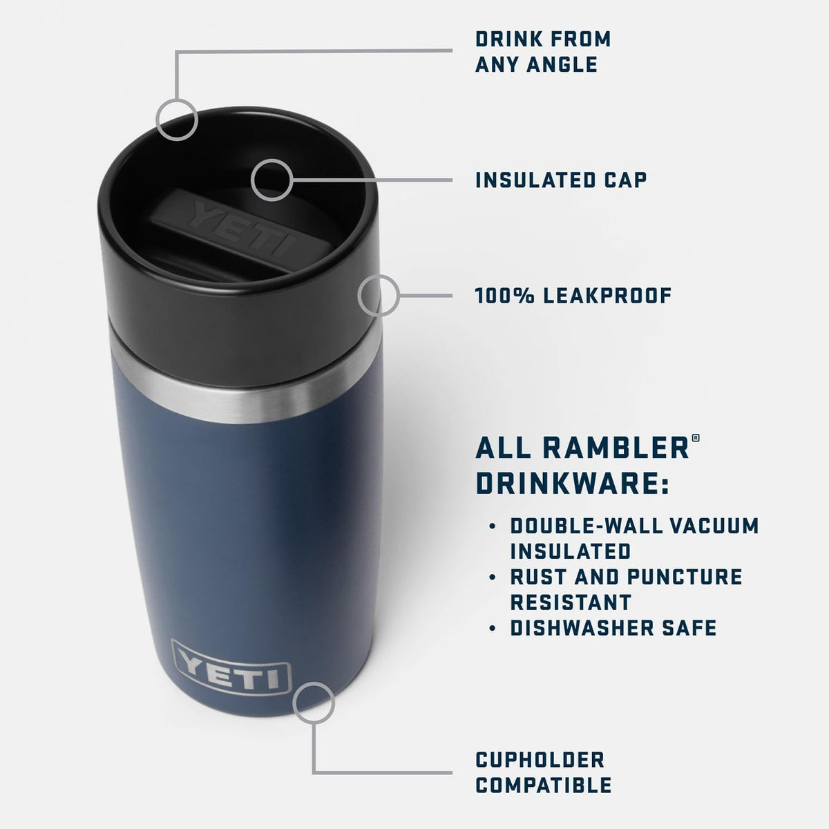 YETI Rambler 8 oz Travel Bottle, Stainless Steel, Vacuum Insulated with Leakproof Commuter Cap, Royal Blue