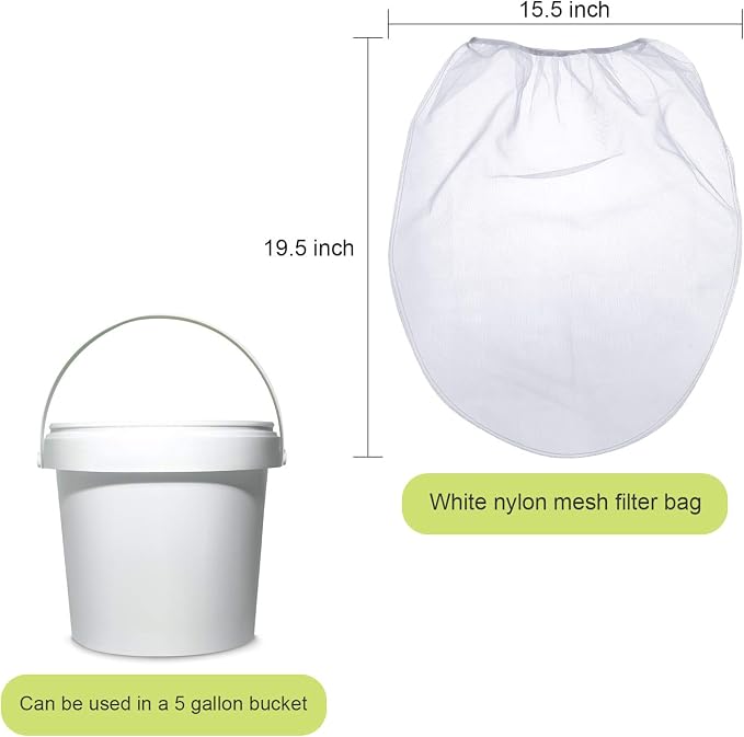 Paint Strainer Bags White Fine Mesh Filters Bag Bucket Elastic Opening Strainer