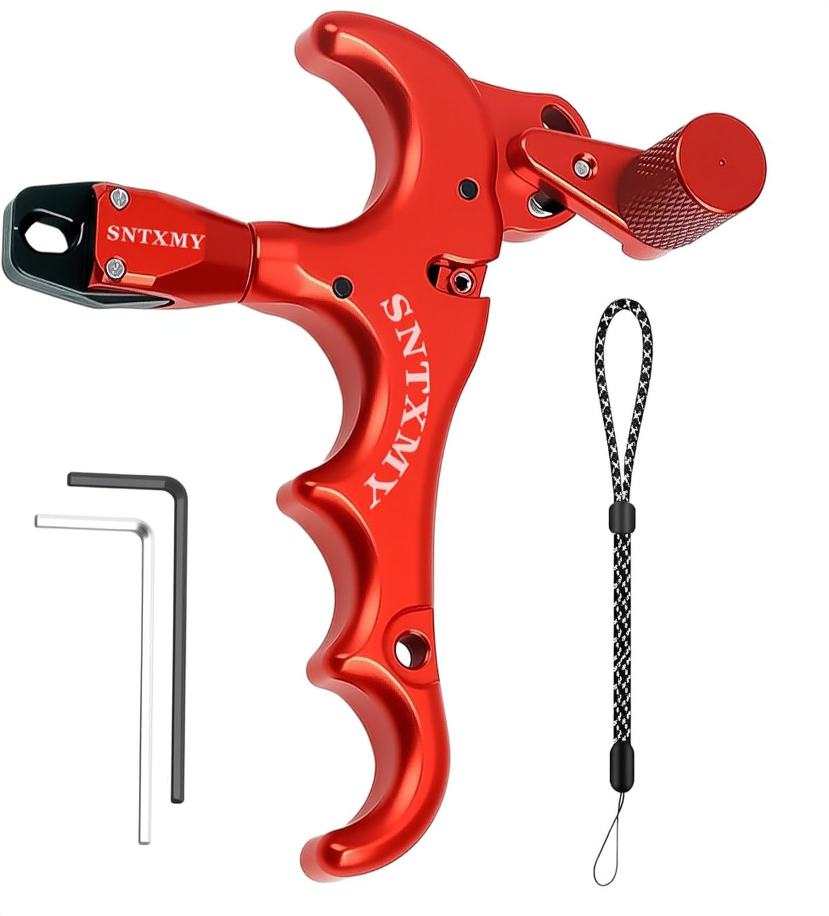 sntxmy Bow Release for Compound Bow, Archery Release Trigger, Compound Bow Release, Thumb Release. (4 Finger Bow Release, Red)