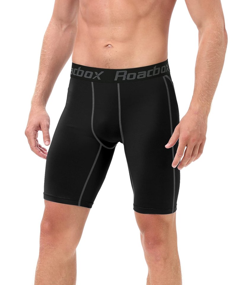 Roadbox Compression Shorts for Men Athletic Workout Underwear Running Gym Spandex Short Sports(Black,Black,Black,L)