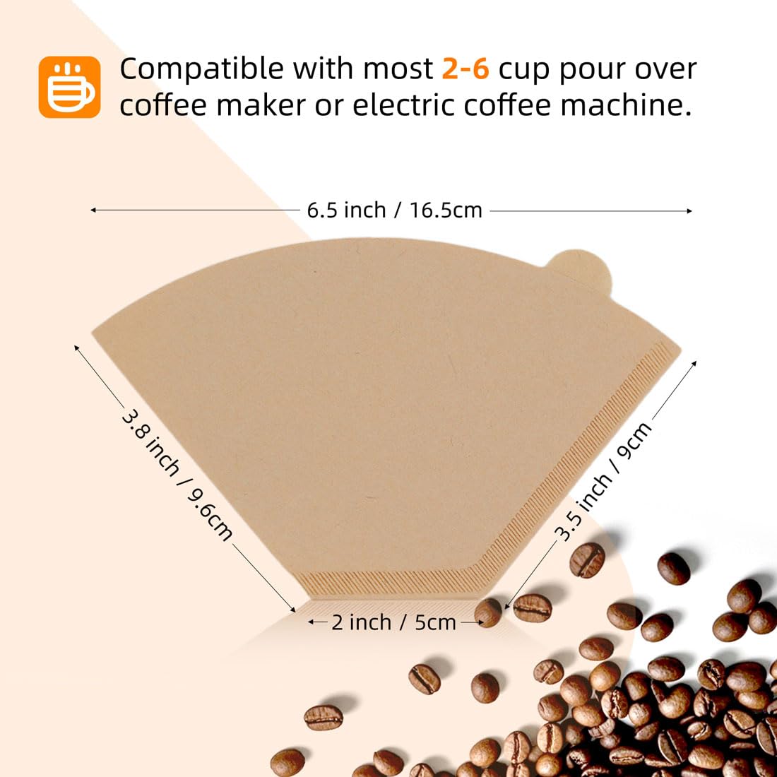 Coffee Filters 2, 2 Coffee Filters Cone, Unbleached Paper Coffee Filter #2, Fit for 2-6 Cup Pour Over and Drip Coffee Maker, 100 Count