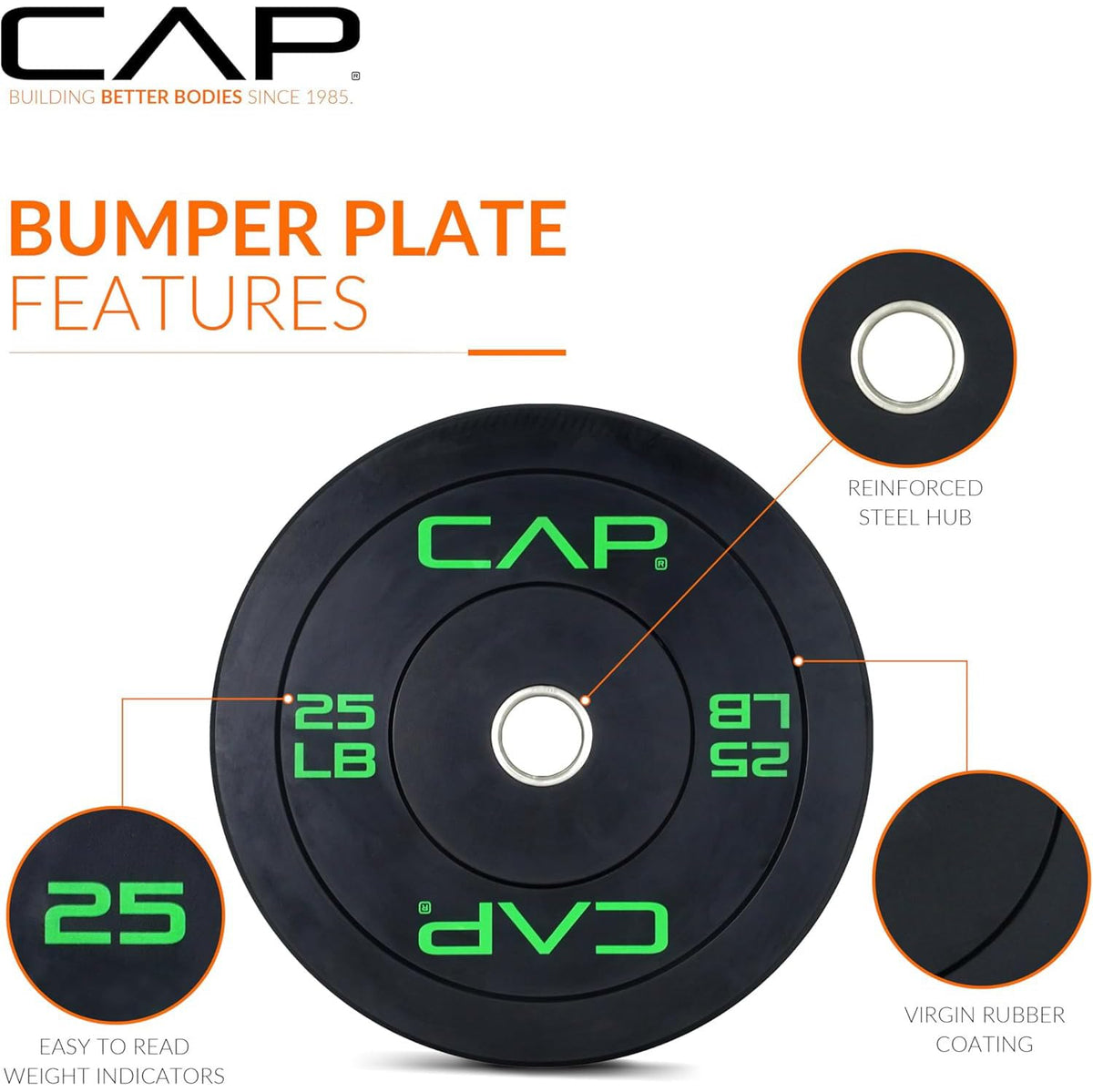CAP 260 lb Economy Olympic Bumper Plate Set with Storage Rack, 2-Inch Olympic Plates, Medium Bounce Rubber Weight Plates with Steel Hub, 6 Weight Posts & 4 Barbell Holders for Weightlifting, Strength Training & Home Gym Workouts
