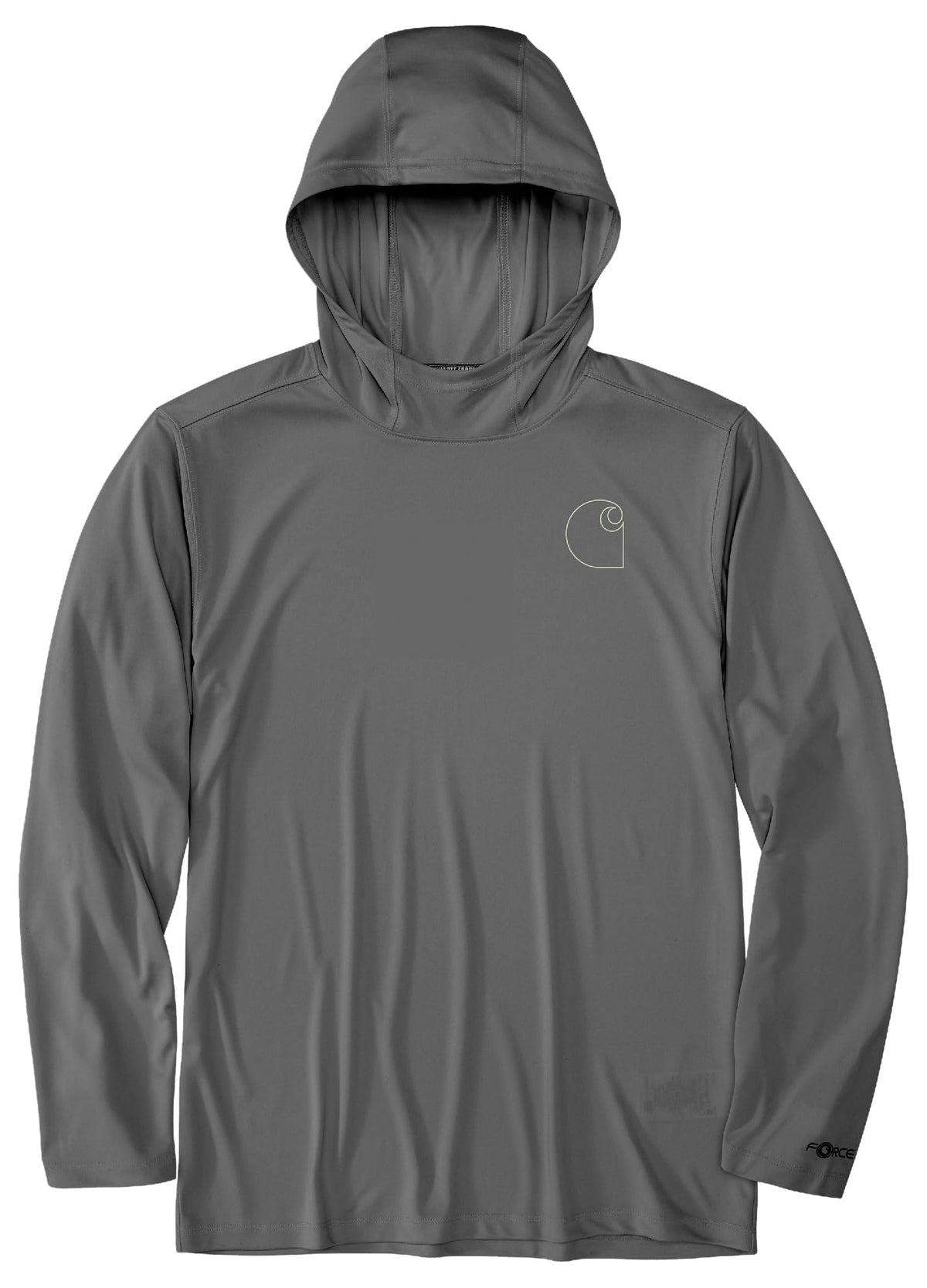 Carhartt Men's Force Sun Defender™ Lightweight Long-Sleeve Hooded Logo Graphic T-Shirt, Steel, Medium