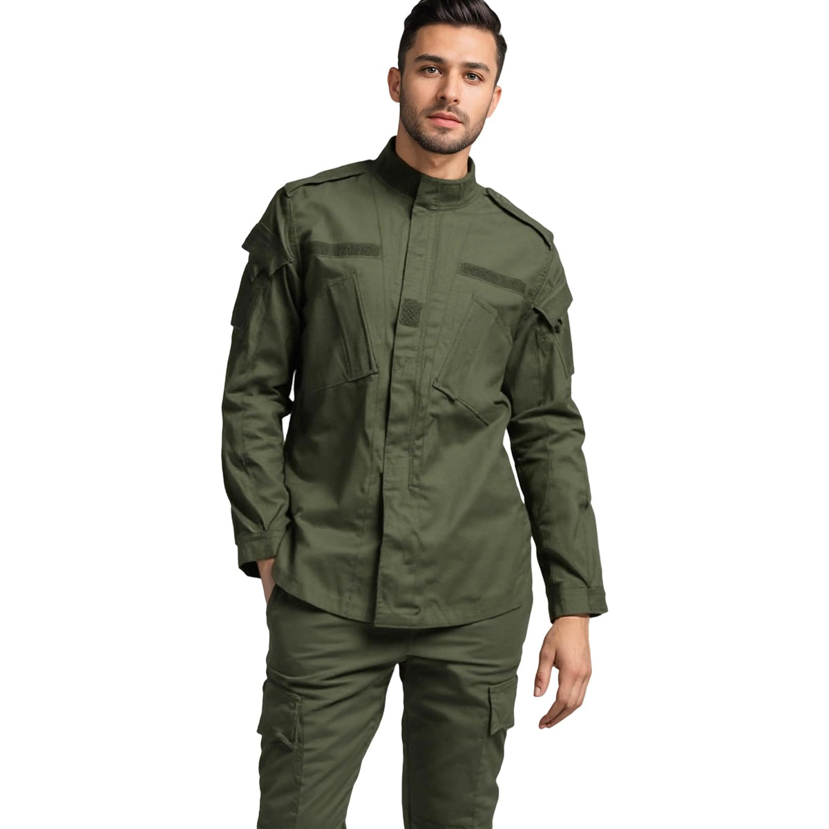 YKS JOOB Men's Tactical Combat Jacket and Pant Set Ripstop Military Uniform Outdoor Hunting Paintball Airsoft Casual Clothes Green XXXL