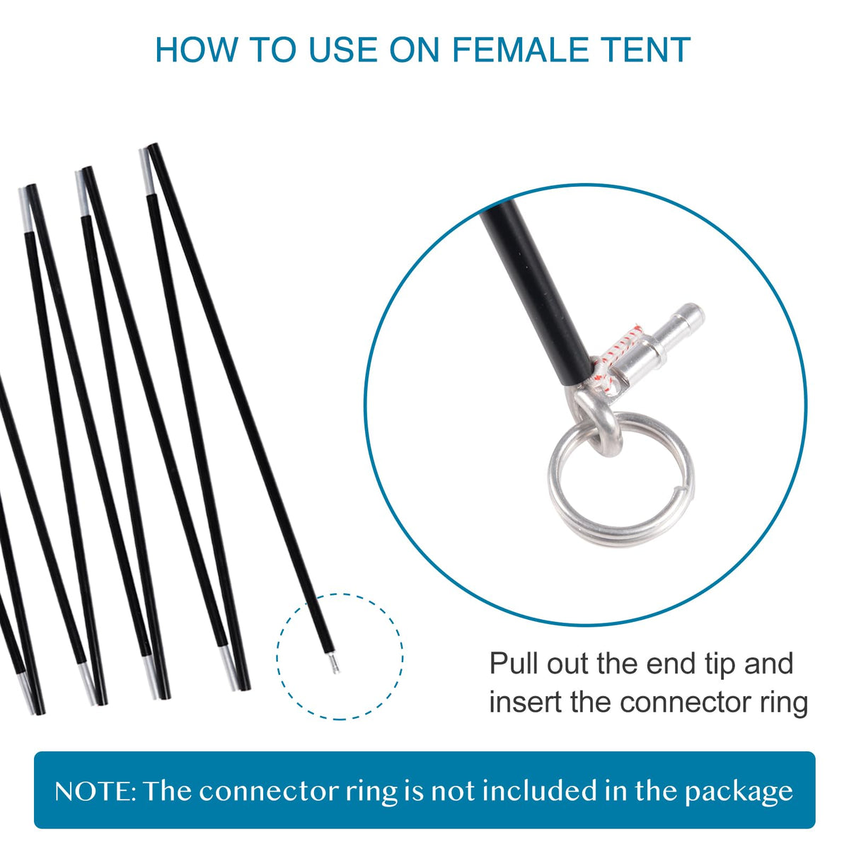 BRILLIANCE4U Tent Poles Replacement, Pre-Assembled Aluminum 7001 T6 Heated Tent Rod (16ft 4.4 in 1 Pole)