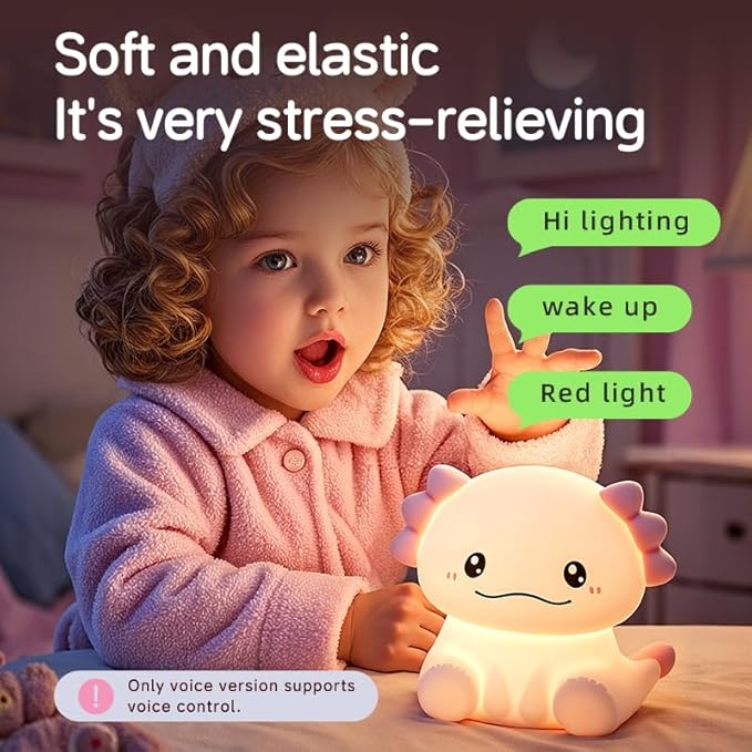 Axolotl Night Light for Adults Kids,Cute Axolotl lamp with 7 Colors Gifts Rechargeable Light Table Lamp Bedside Lamp,LED Animal Silicone Sleep Night Lamp Cute Room Decor Night Light for Girls Boys