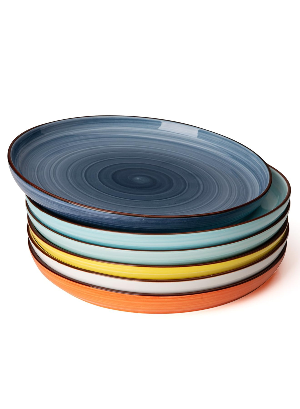 Sweese 7.4 Inch Porcelain Dessert Plates - Round Salad, Appetizer Plate Set for Kitchen, Small, Dishwasher Microwave Safe, Set of 6, Neutral