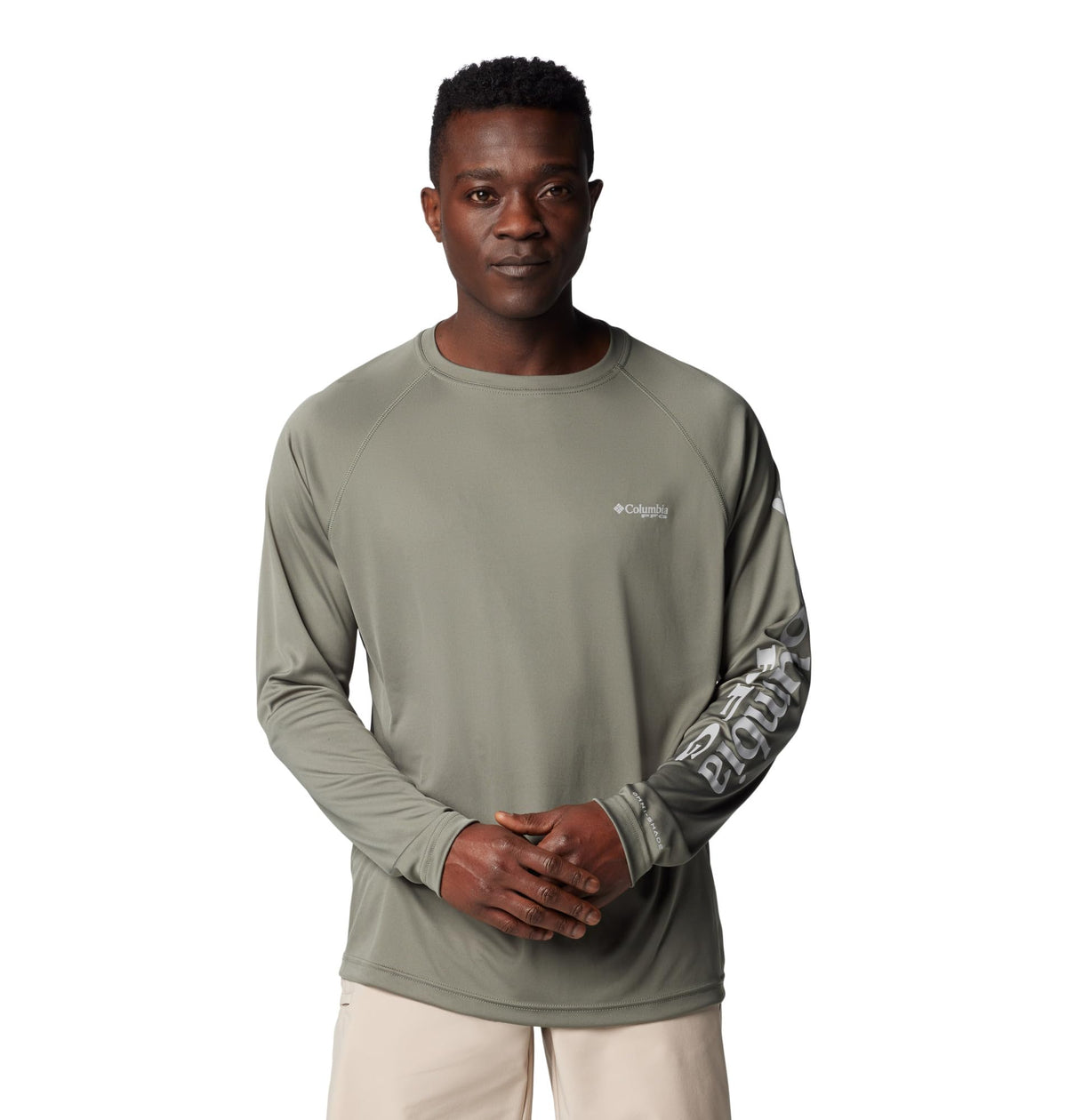 Columbia Men's PFG Terminal Tackle Long Sleeve Fishing Shirt, Cypress/Cool Grey Logo, Large Tall