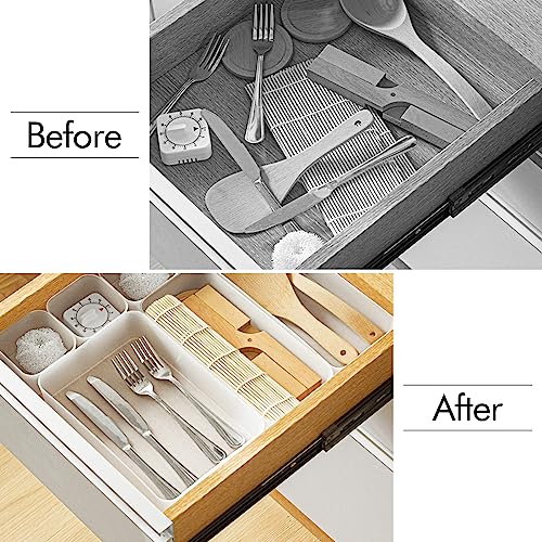 Poeland 15 Pcs Drawer Organizer Tray Storage Box for Bedroom Dresser Bathroom Kitchen, Frosted - size: 15 pcs