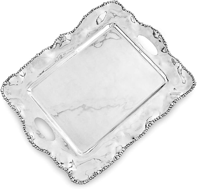 Beatriz Ball Medium Organic Pearl Kristi Rectangular Tray with Handles