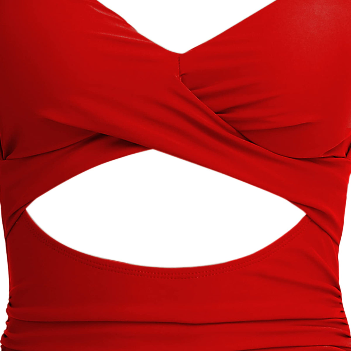 Eomenie Women's One Piece Swimsuits Tummy Control Cutout High Waisted Bathing Suit Wrap Tie Back 1 Piece Swimsuit Red