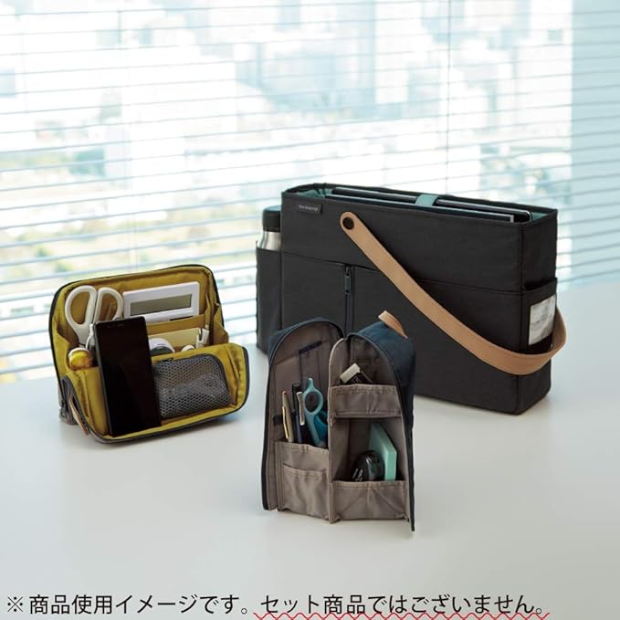 KOKUYO Pencil Case Pouch, Haco-Biz Standing Pen Pouch Bag, Foldable Stand up Pencil Holder Organizer, Large Capacity Portable Pencil Box for School Office Supplies