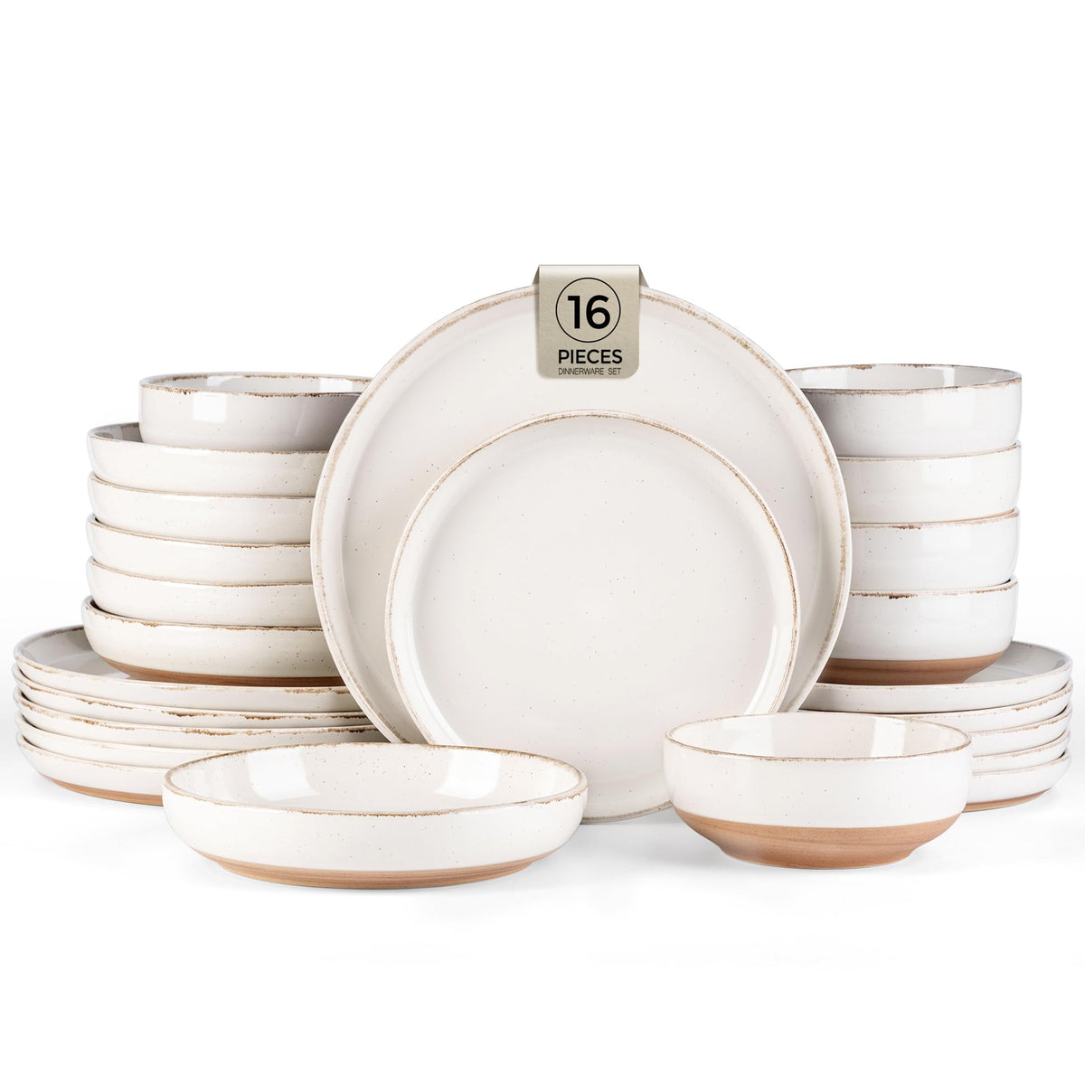 AmorArc Dinnerware Sets for 6, 24 Pieces Ceramic Plates and Bowls Set