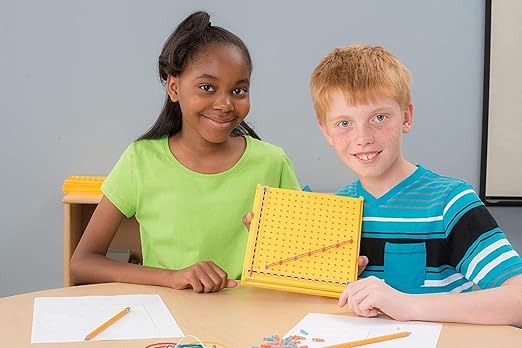 hand2mind XY Coordinate Pegboard (Moveable X-Y Axis), Geoboards with Rubber Bands, Geometry Board, Middle School Math Manipulatives, Rubber Band Peg Board, Geometric Shapes for Classroom