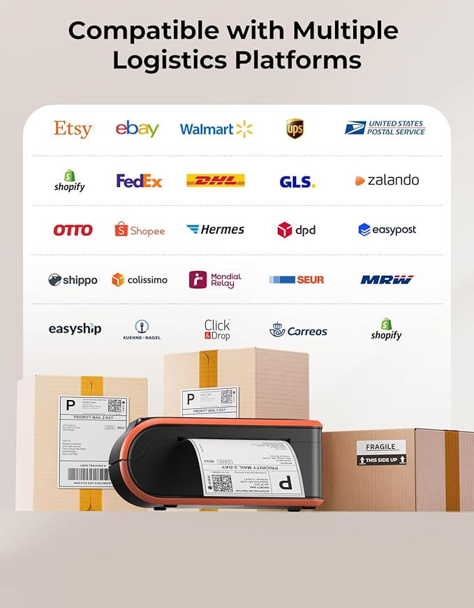 MUNBYN MC240 Bluetooth Thermal Label Printer with Battery, Built-in Paper Bin, Portable Wireless 4×6 Shipping Label Printer, Compatible with iOS, Android, Windows, Mac, Works for Small Business