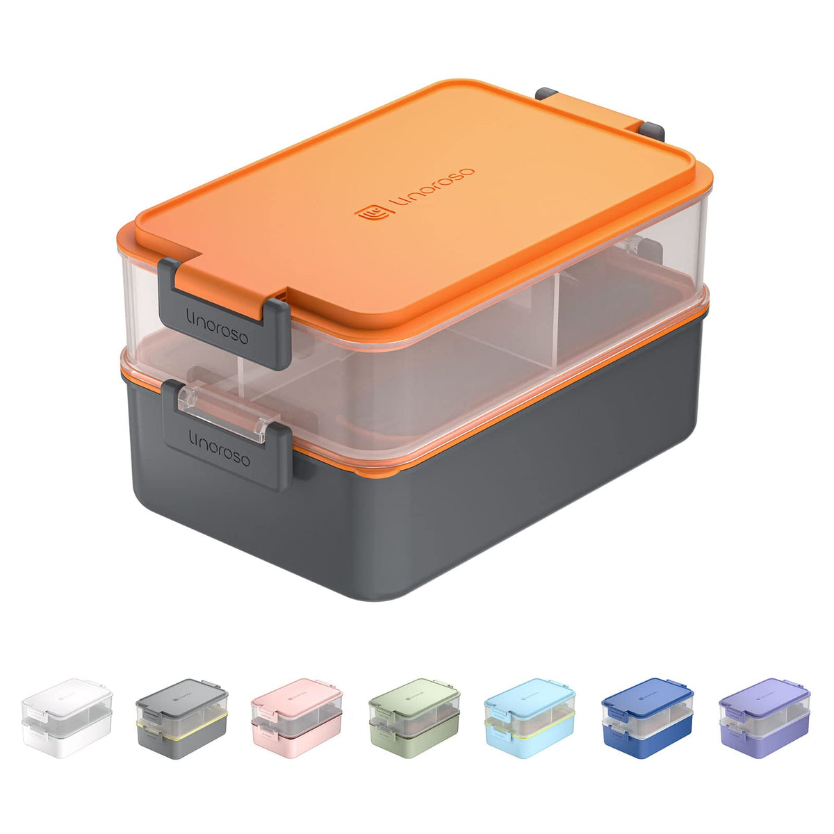 linoroso Stackable 2-Tier Adult Bento Box, 4 Compartments - Pale Mint