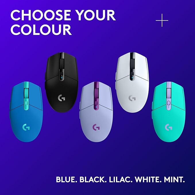 Logitech G305 Lightspeed Wireless Gaming Mouse, Hero 12K Sensor, 12,000 DPI, Lightweight, 6 Programmable Buttons, 250h Battery Life, On-Board Memory, PC/Mac - Black