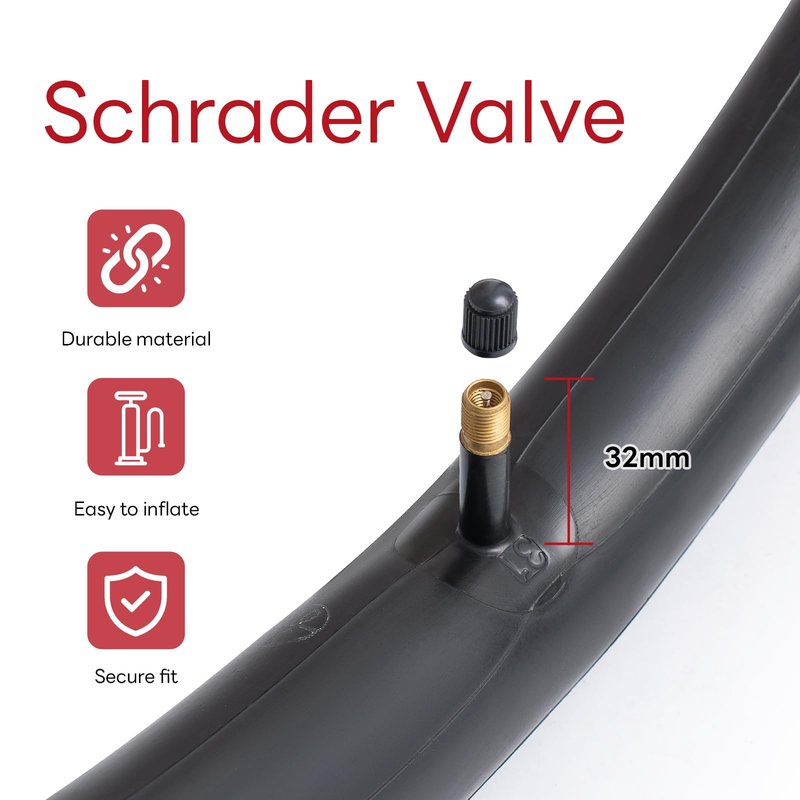 26x1.75/1.95/2.0/2.10/2.125 Bike Tubes 26" Replacement Bicycle Inner Tubes (2 PCS) Reliable 26 x 1.75-2.125 Inner Tubes AV32mm Schrader Valve for City/Road/Mountain/Cruiser Cycling Scenarios