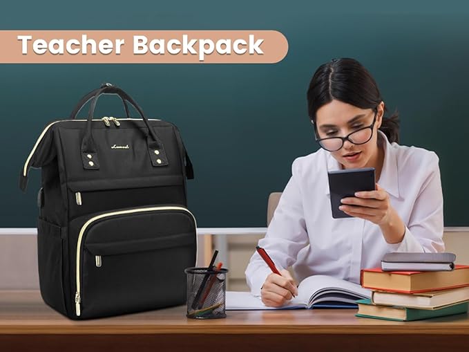 LOVEVOOK Extra Large Travel Laptop Backpack Women, 18 Inch Womens Work Backpack Purse, Waterproof Anti-theft Travel Back Pack with USB Charging Port for College Teacher Nurse, Black