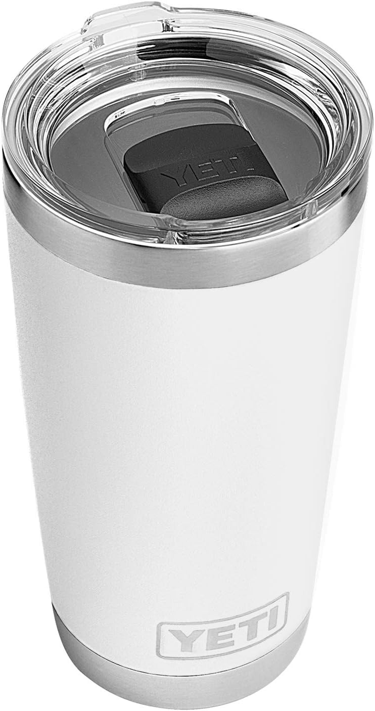 YETI Rambler 20 oz Tumbler, Stainless Steel, Vacuum Insulated with MagSlider Lid, White