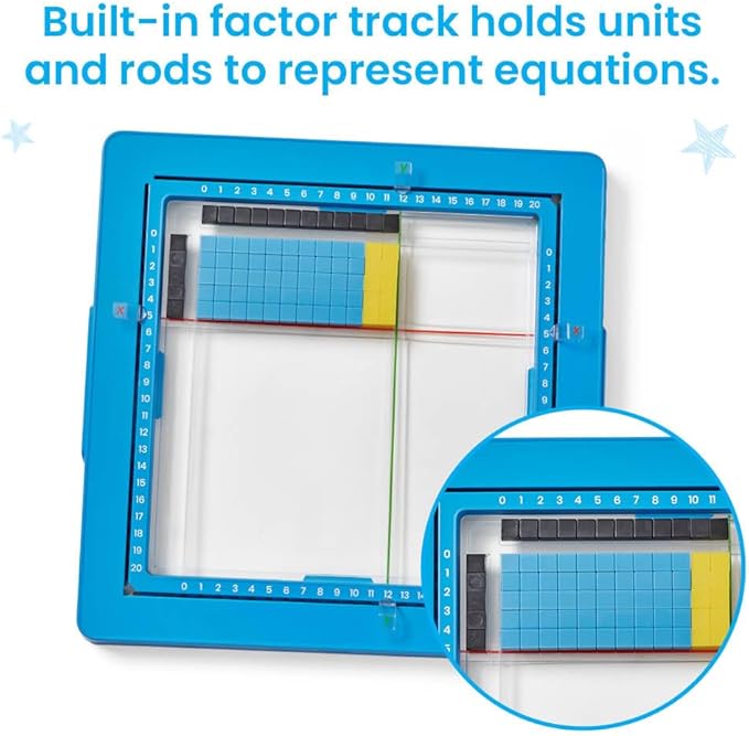 hand2mind Area Model Tray with Base Ten Blocks, Multiplication Manipulatives, Base 10 Math Manipulatives 3rd Grade, Counting Cubes, Teacher Supplies for Classroom Elementary, Math Classroom Must Haves