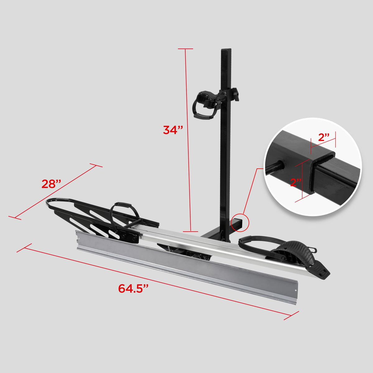 RokRack S One 1-Ebike Rack with Ramp, 100 lbs Capacity, Single Hitch Mount Electric Bike Rack, Fits up to 5" Fat Tire Width and 50" Wheelbase, Ebike Carrier Rack for 2" Receiver for Cars SUVs Vans RVs