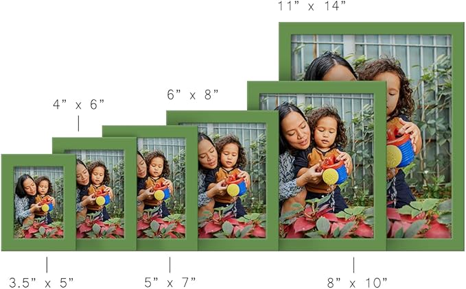 Renditions Gallery 5x7 inch Picture Frame High-end Modern Style, Made of Solid Wood and High Definition Glass Ready for Wall and Tabletop Photo Display, Green Frame