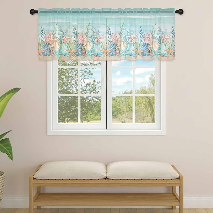 Summer Beach Sheer Valance Curtains