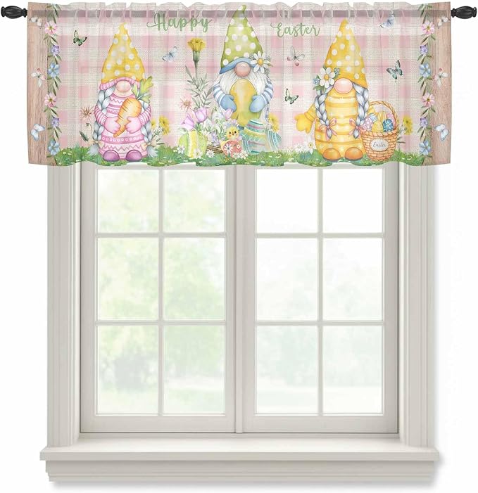 Happy Easter Sheer Valances for Windows 54"x18", Light Filtering Kitchen