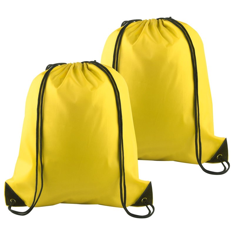 PLULON 2Pcs Drawstring Bags Bulk, Yellow Drawstring Backpack String Backpack Cinch Sack Sport Gym Backpack Bags for Yoga Traveling Outdoor Sports