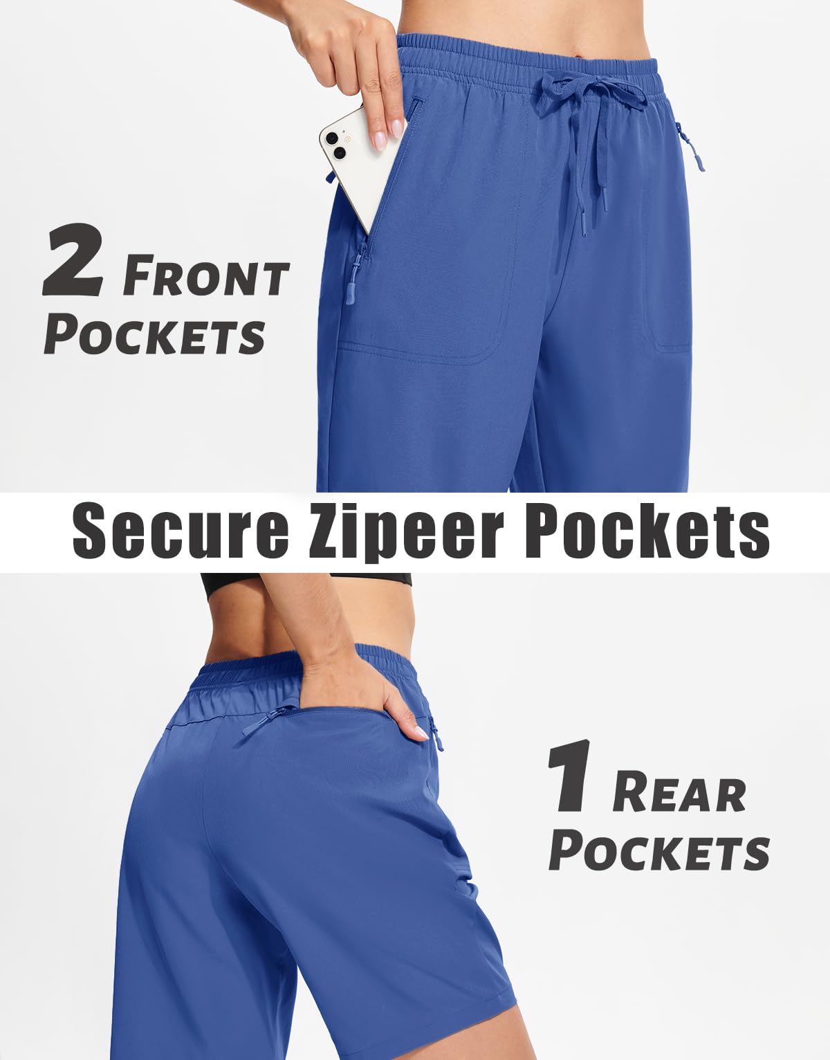 MAGCOMSEN Golf Shorts Women 8 Inch Inseam Hiking Shorts Lightweight Quick Dry Summer Athletic Blue Grey M