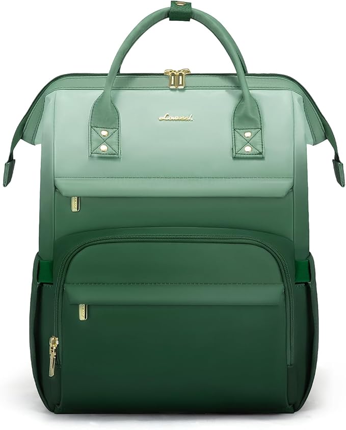 LOVEVOOK Gradient Laptop Backpack for Women,15.6 Inch Work Computer Bakcpack Purse Laptop Bag With Anti-Theft Pocket,Waterproof Carry on Teacher College Backpack for Travel,Green-White