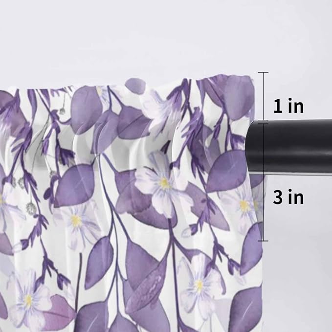Eucalyptus Leaves Sheer Valance Curtains