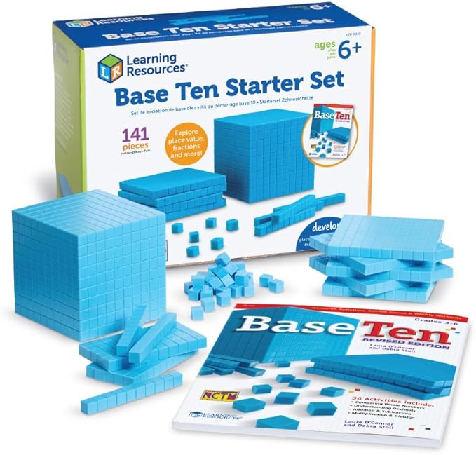 Learning Resources Plastic Base Ten Starter Set - 1st Grade Math Manipulatives for Elementary School Classroom, Learn Place Value, Base 10 Blocks for Math, Kids Counting Blocks and Teacher Supplies