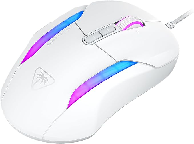 Turtle Beach Kone II Wired RGB Gaming Mouse, 26000 DPI Optical Sensor, 100M Click Life Optical Switches, 23 Customizable Inputs, Ergonomic Design, 4D Scroll Wheel, Pure PTFE Glides – Arctic White