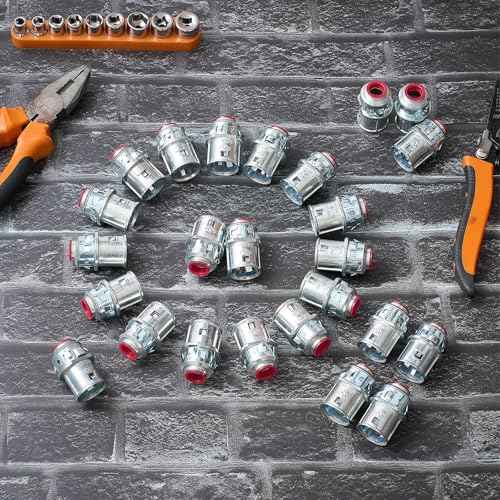 Metal-Clad Cable Connectors Zinc Electrical Conduit Connector 3/8" Snap in Connectors for Steel and Aluminum Cable (35 Pack)