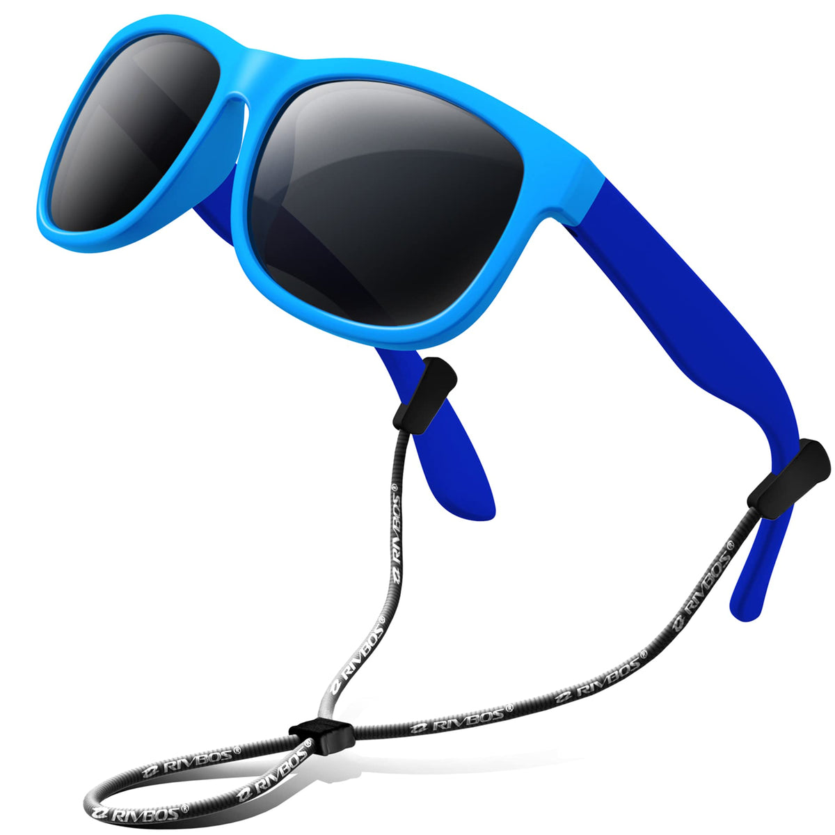RIVBOS Kids Sunglasses with Strap Polarized UV Protection Flexible Rubber Shades for Boys Girls RBK023