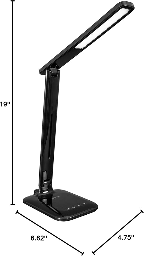 OttLite Slimline LED Desk Lamp – Touch Activated Controls, 3 Brightness Settings, ClearSun LED, Modern Design for Work, Office, or Dorm