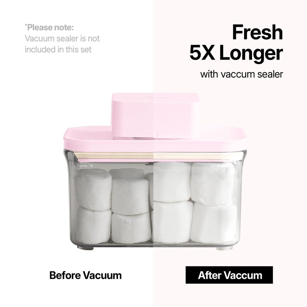 VAKUEN Premium Airtight Food Storage Containers ROSE 8P/SET, 6pcs Container, 1pcs Water Pitcher and Vacuum Sealer. Patented Double Silicone Lining, 100% Leak Proof, BPA-FREE