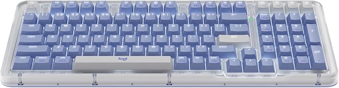 Logitech Alto Keys K98M Wireless Mechanical Keyboard, Customizable Keyboard with Vibration Absorbing Gasket, Backlit Keys, Bluetooth, USB-C Charging, for PC, Mac, Laptops - Lilac