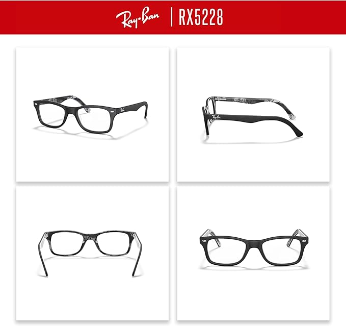 Ray-Ban RX5228 Square Eyeglasses for Men for Women +BUNDLE with ACCESSORY EYEWEAR KIT
