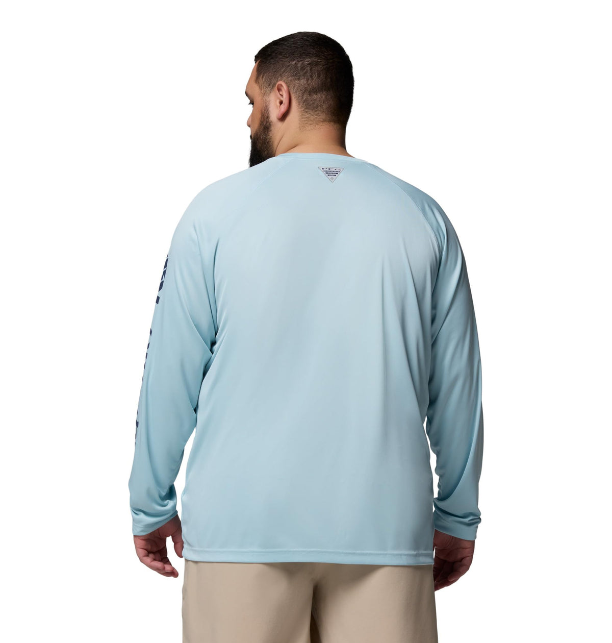 Columbia Men's PFG Terminal Tackle Long Sleeve Fishing Shirt, Marine Light/Nocturnal Logo, Large Tall