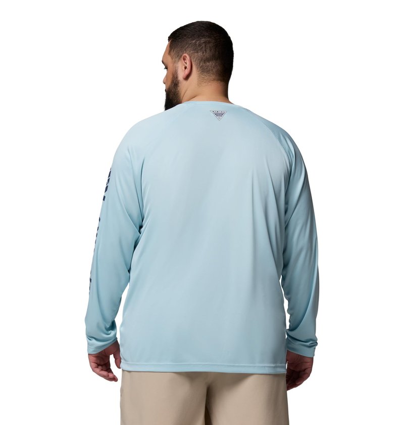 Columbia Men's PFG Terminal Tackle Long Sleeve Fishing Shirt, Marine Light/Nocturnal Logo, 5X Tall