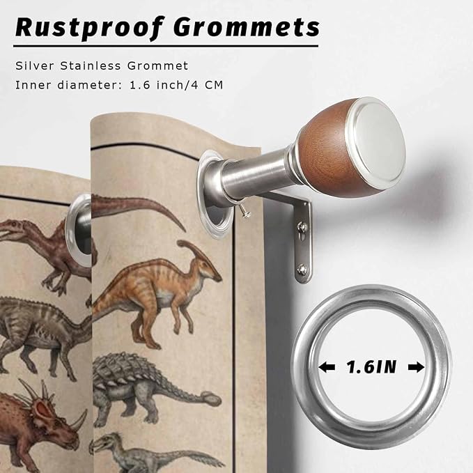 Vintage Outdoor Curtains for Patio Dinosaurs Biographies Retro Waterproof